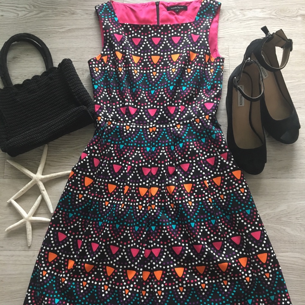 nanette lapore size 4 multicolor fit & flare dress